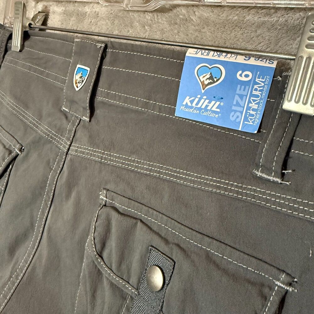 NWT Kuhl Kurve Shorts Women’s Size 6 Cargo Pockets Gray Hiking Stretch Outdoor